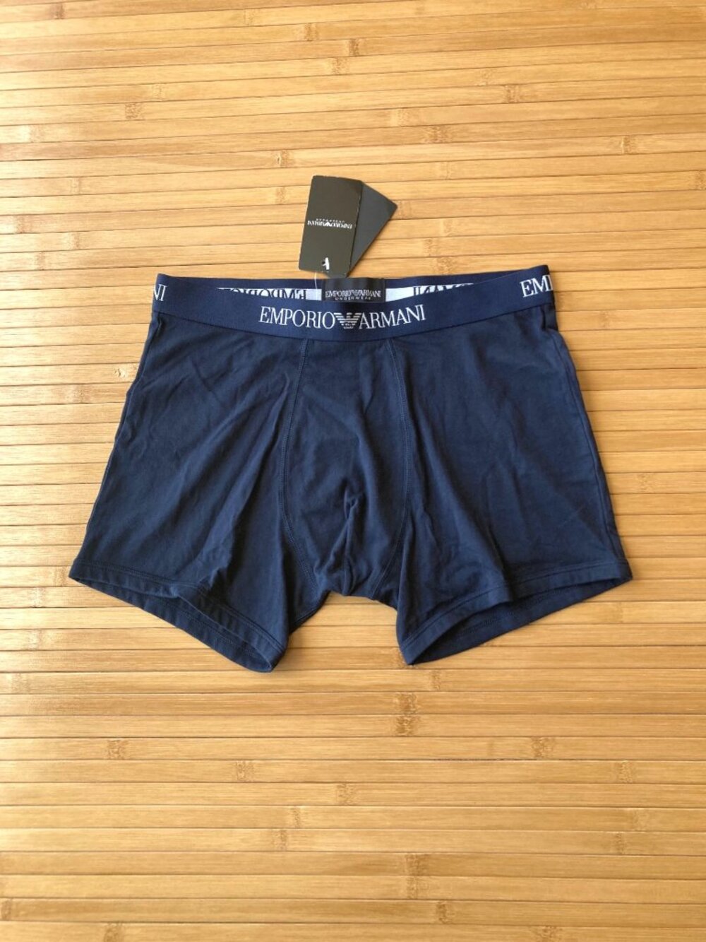 Emporio Armani Solid Logo Band Boxer Brief Mens Medium M Navy Blue NWT